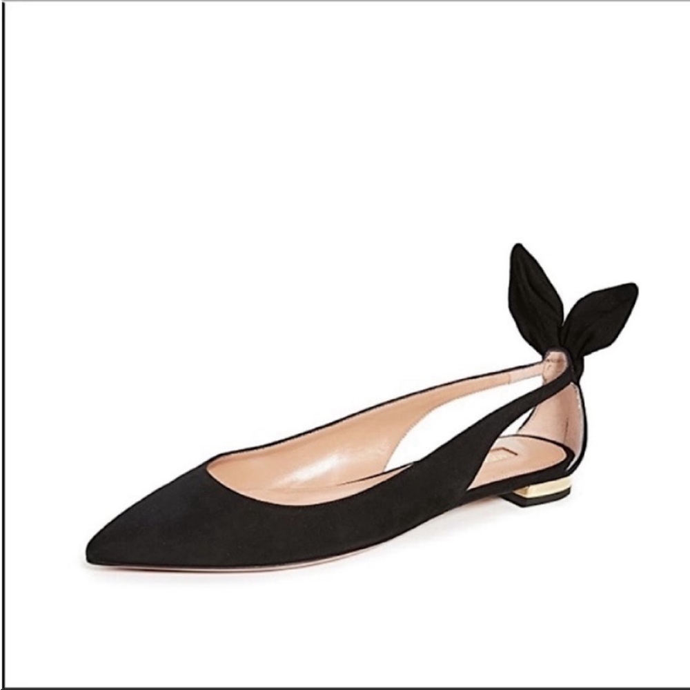 EUC AQUAZZURA Deneuve Ballet Flats Bow Tie In Black 36.5 $695